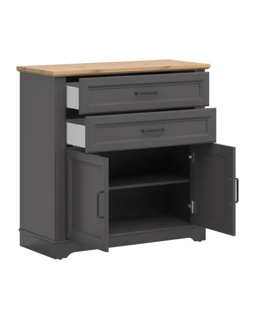 Cómoda Tolmin 100 cm con 2 puertas y cajones grafito/roble artisan