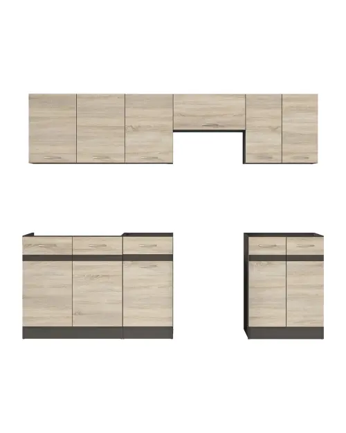 Conjunto de cocina Junona Line 240 cm roble sonoma con encimera