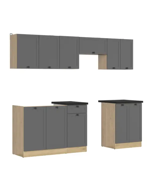 Conjunto de cocina Junona Line 240 cm grafito con encimera