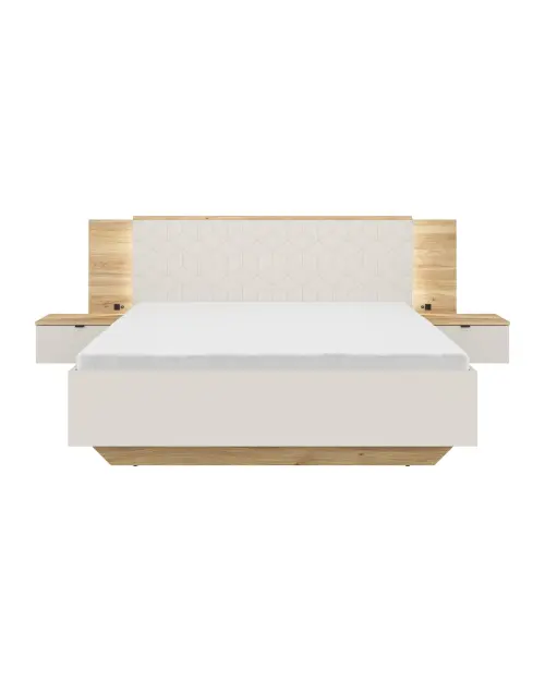 Кровать Glamour 160x200 с контейнером и каркасом кашемир/дуб mauvella