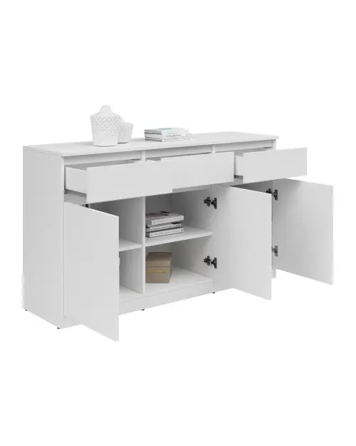 Cómoda Saturn 135 cm con 3 puertas y 3 cajones blanca