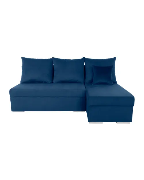 Универсальный угловой диван Laro раскладной с ящиком для белья темно-синий