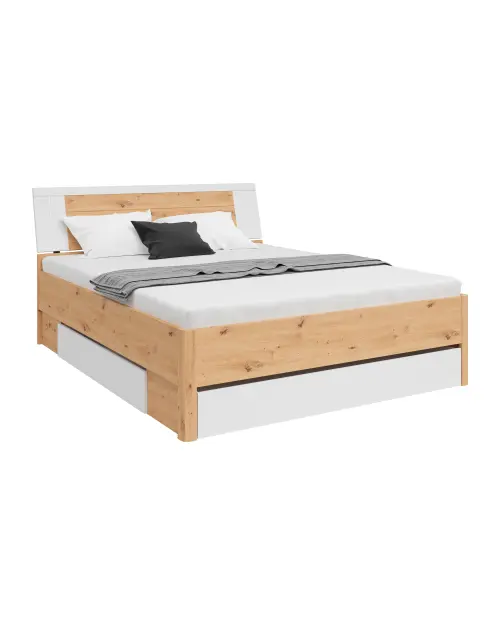 Cama Saturn 160x200 con 3 cajones roble artisan/blanco