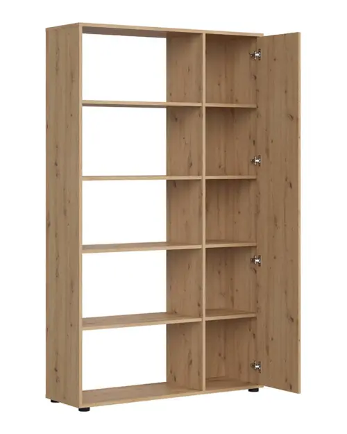 Estantería Space Office 120 cm con puertas y 5 estantes roble artisan