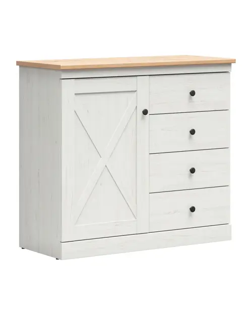 Cómoda Frija 103 cm con puertas y 4 cajones pino andersen blanco