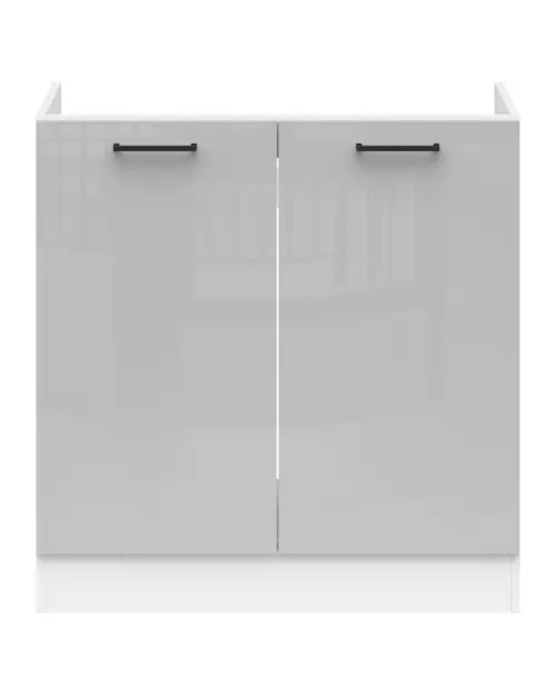 Mueble de cocina bajo fregadero Junona Line 80 cm gris claro brillo