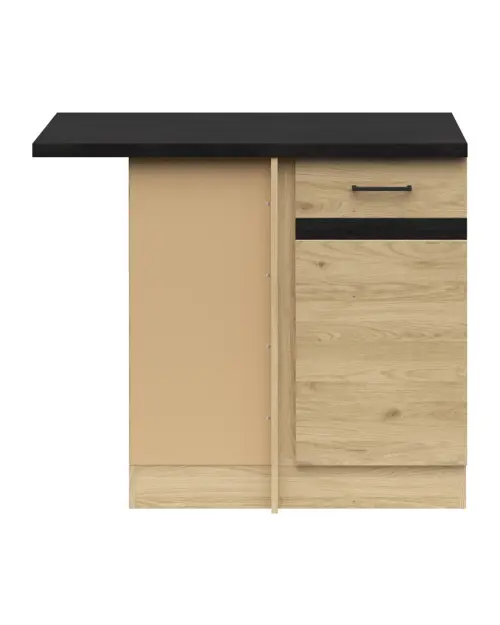 Mueble de cocina bajo de esquina Junona Line izquierdo roble bernstein con encimera ocupa rincón 100x60 cm