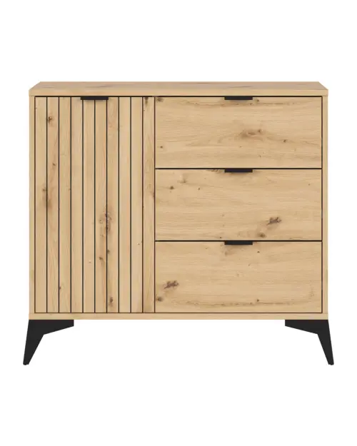 Cómoda Lamea 90 cm con puertas y 3 cajones roble artisan