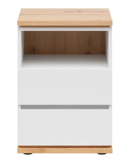 Mesita de noche Yamael 45 cm con cajones blanca