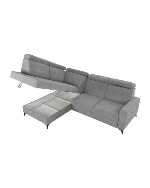 Угловой диван левосторонний Amado раскладной с ящиком серый