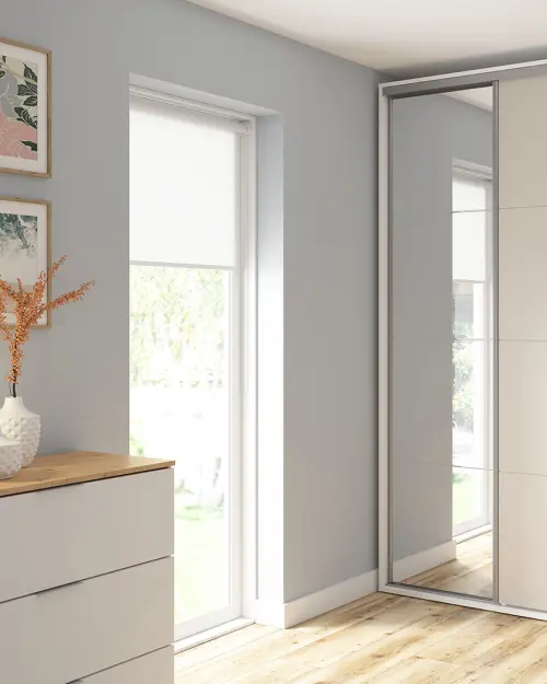 Sliding wardrobe Flex 120 cm with mirror white/cashmere