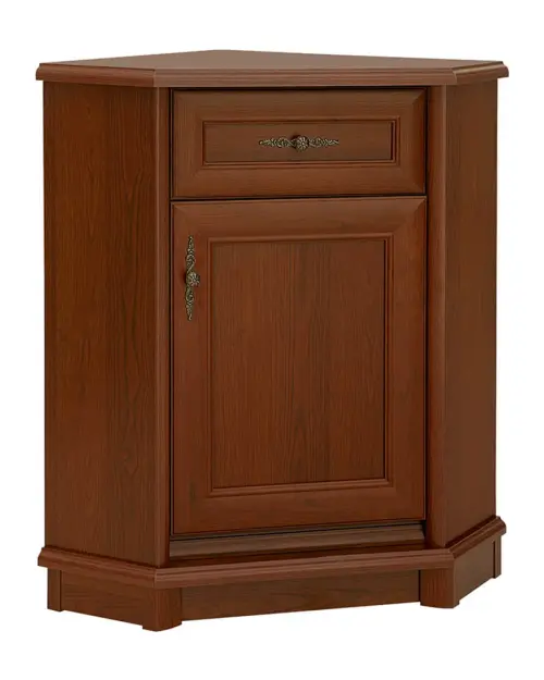 Cómoda de esquina Kent 60 cm con puertas y cajón castaño