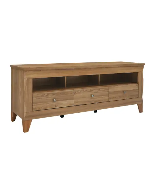 Mueble RTV Bergen 156 cm con 3 cajones y estante alerce sibiu dorado