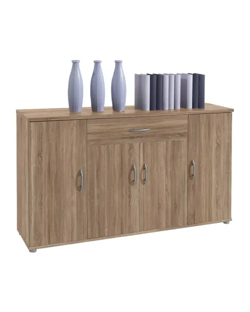 Cómoda Lilly 118 cm con 4 puertas y un cajón roble sonoma