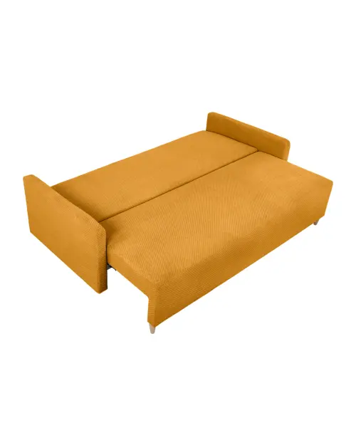 Sofa trzyosobowa Sigma rozkładana z pojemnikiem na pościel żółta