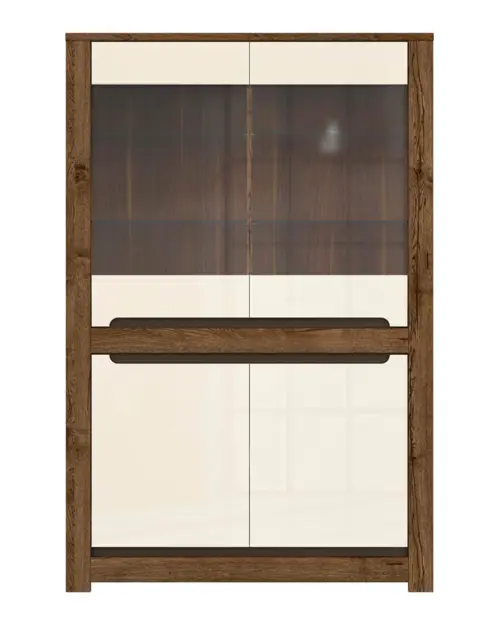 Vitrina Ruso 104 cm con 4 puertas roble april/brillo perlado