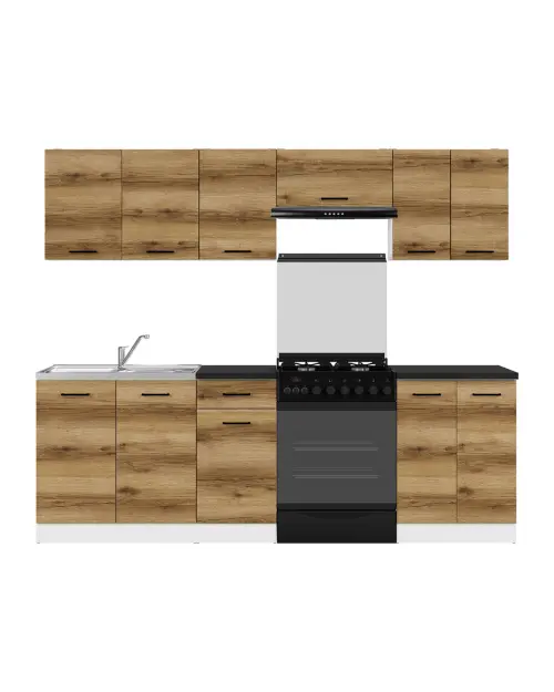 Conjunto de cocina Junona Line 240 cm roble delano claro con encimera