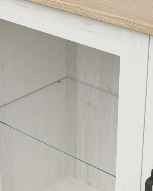 Vitrina Loksa 160 cm con 3 puertas pino andersen blanco