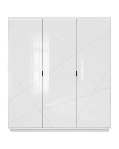 Armario de tres puertas Forn 180 cm blanco alto brillo