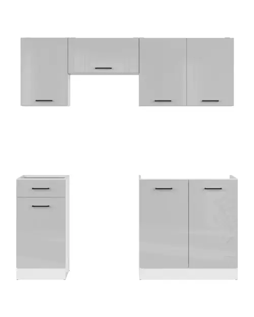 Zestaw kuchenny Junona Line 180 cm jasnoszary połysk bez blatu