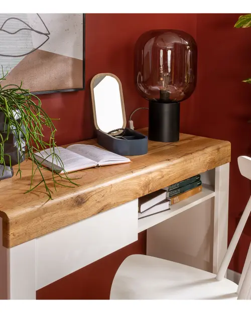 Tocador Holten 106 cm con cajón y estante blanco brillo