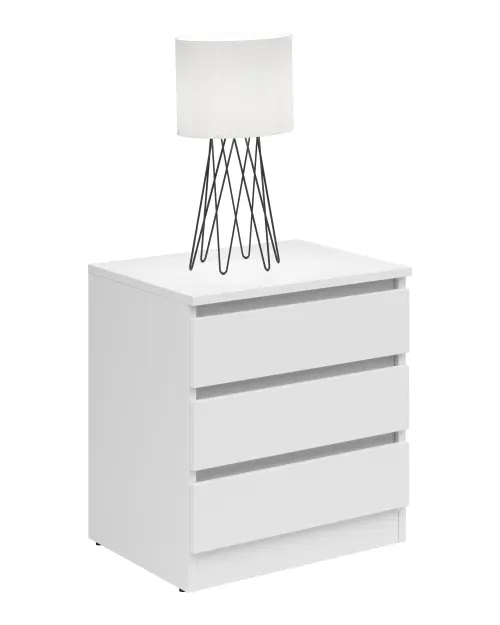 Mesita de noche Saturn 45 cm con 3 cajones blanca