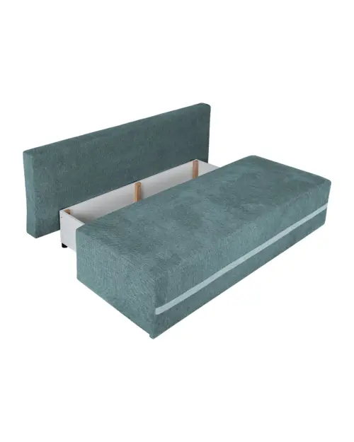 Sofá de tres plazas Mata con función de cama y arcón verde