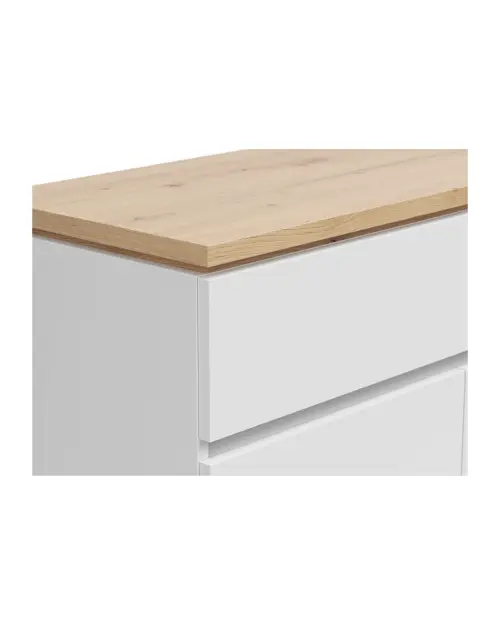 Cómoda Yamael 135 cm con 3 puertas y un cajón roble artisan/blanco