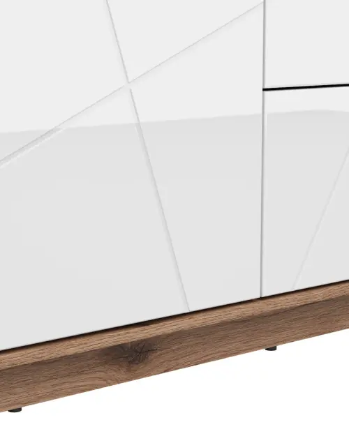 Armario de dos puertas Forn 94 cm con cajones roble delano oscuro/blanco brillo