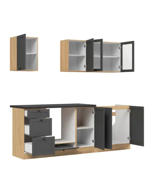 Conjunto de cocina Junona Line 220 cm grafito con encimera
