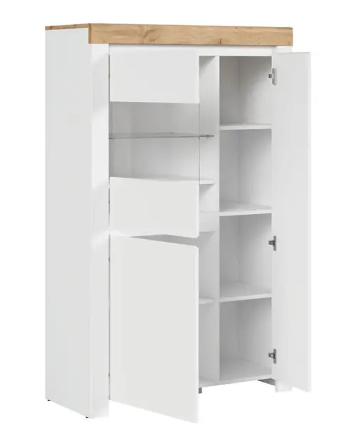 Vitrina Holten 98 cm con 3 puertas blanco brillo