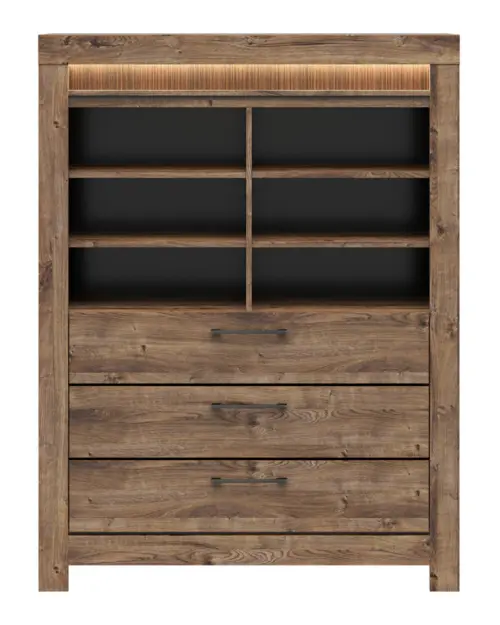 Estantería Torin 114 cm con 3 cajones y 6 estantes roble ribbeck marrón