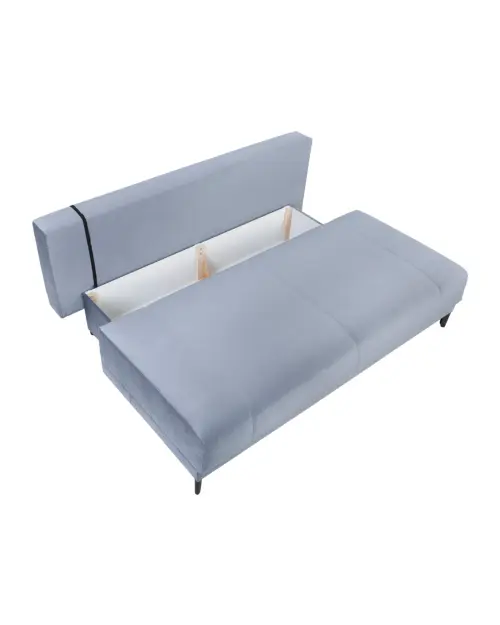 Sofá de tres plazas Sentila con cama y arcón gris