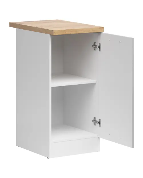 Armario de cocina inferior Junona Line 40 cm derecho gris claro brillo con encimera