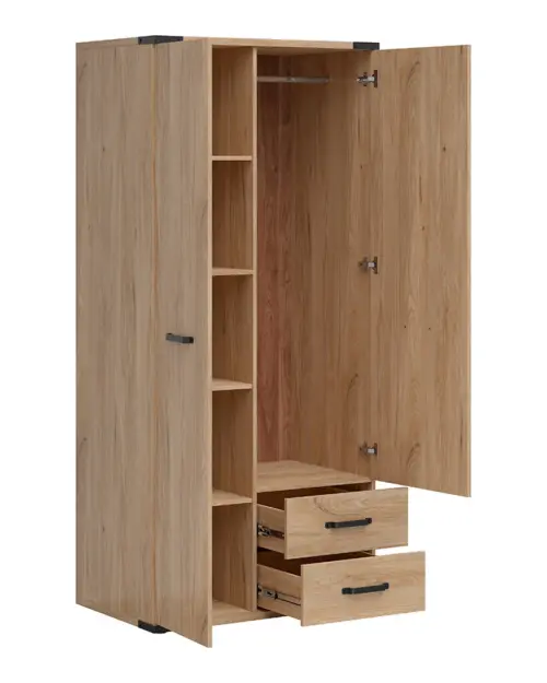 Armario de dos puertas Lara 90 cm con cajones fresno belarus