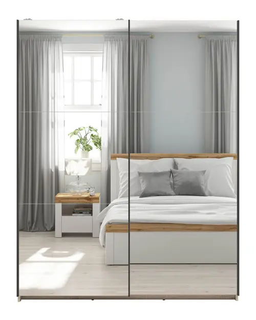 Armario de puertas correderas Tetrix 153 cm con espejo roble sonoma