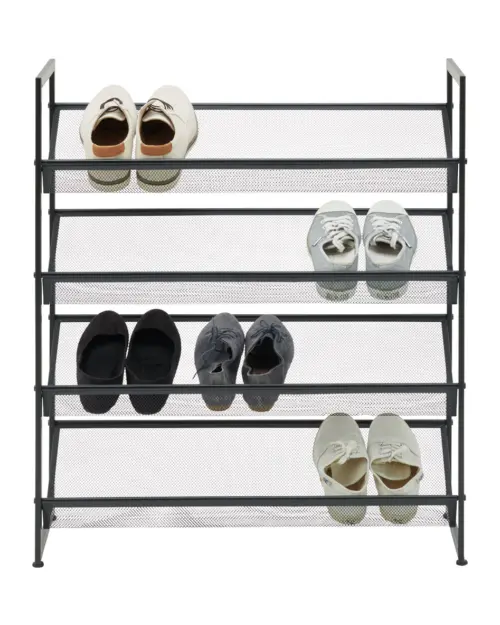 Zapatero Menola con 4 estantes metálico negro