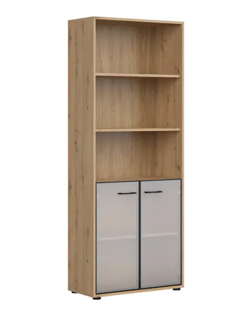 Estantería Space Office con 2 puertas y 3 estantes roble artisan