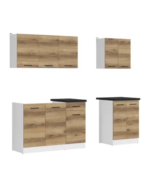 Conjunto de cocina Junona Line A 180 cm roble delano claro con encimera