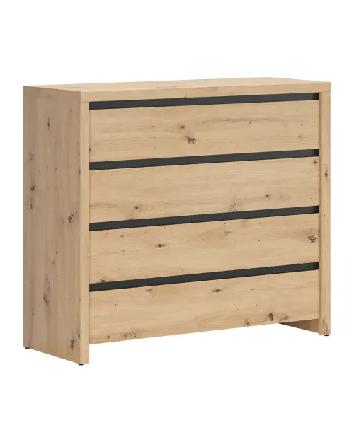 Комод Larios 105 см з 4 шухлядами дуб артізан/чорний