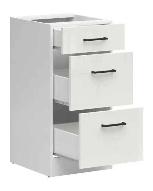 Mueble bajo de cocina Junona Line 40 cm con cajones brillo tiza