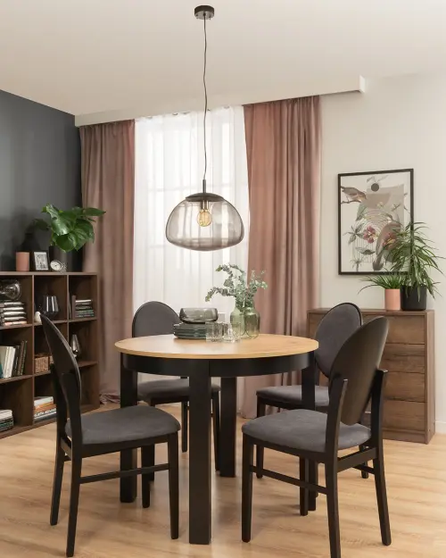 Mesa extensible Bernardin NEO 100-176/76 roble artisan/negro