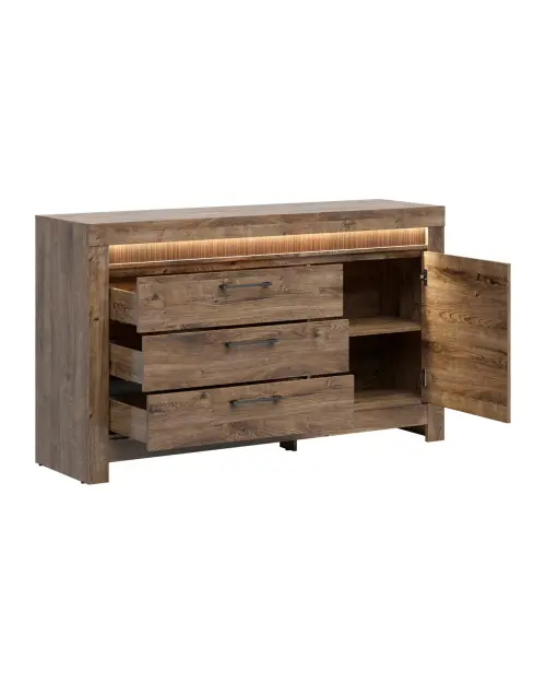 Cómoda Torin 157 cm con puertas y 3 cajones roble ribbeck marrón