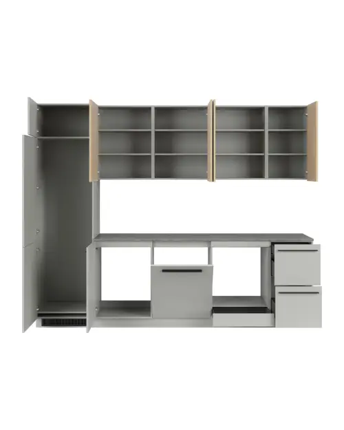 Conjunto de cocina Milino Medium A 285 cm gris/roble con encimera