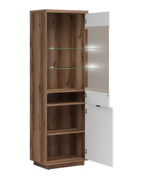 Vitrina Forn 64 cm con 2 puertas roble delano oscuro/blanco brillo