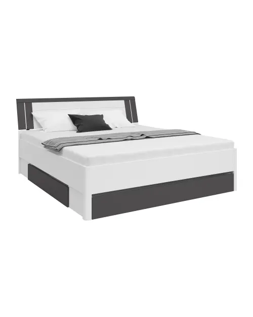 Cama Saturn 180x200 con 3 cajones blanco/grafito