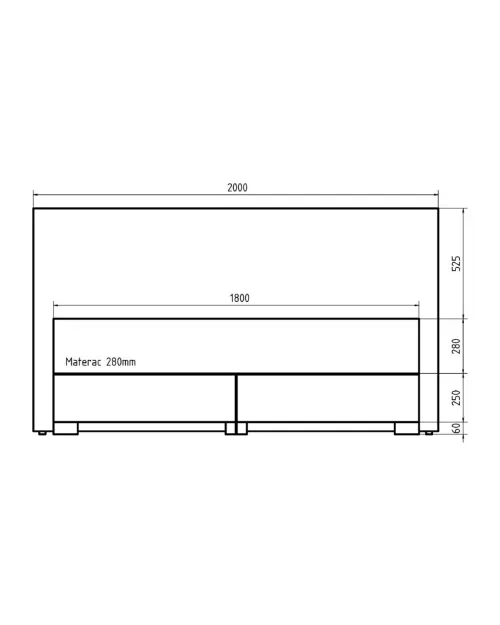 Континентальная кровать Reve 180x200 с ящиком серая