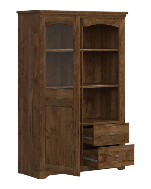Vitrina Patras 103 cm con puertas y 2 cajones roble april