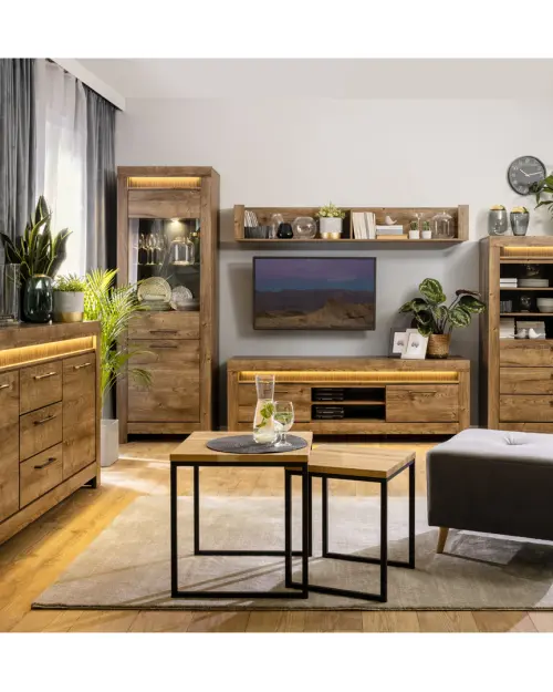 Cómoda Torin 157 cm con puertas y 3 cajones roble ribbeck marrón