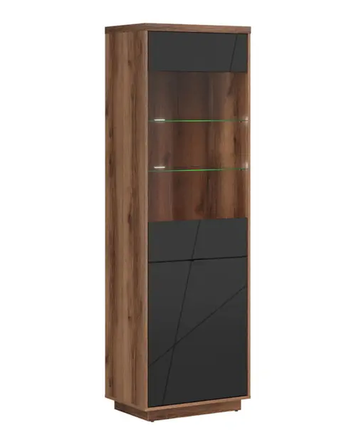 Vitrina Forn 64 cm con 2 puertas roble delano oscuro/negro mate